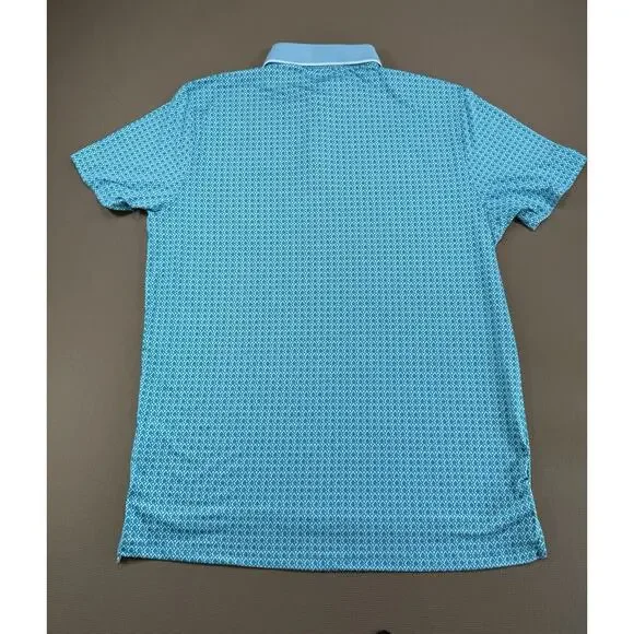 Kenneth Cole Golf Polo Shirt XL Teal Geometric Print Stretch Performance Mens - Picture 3 of 8